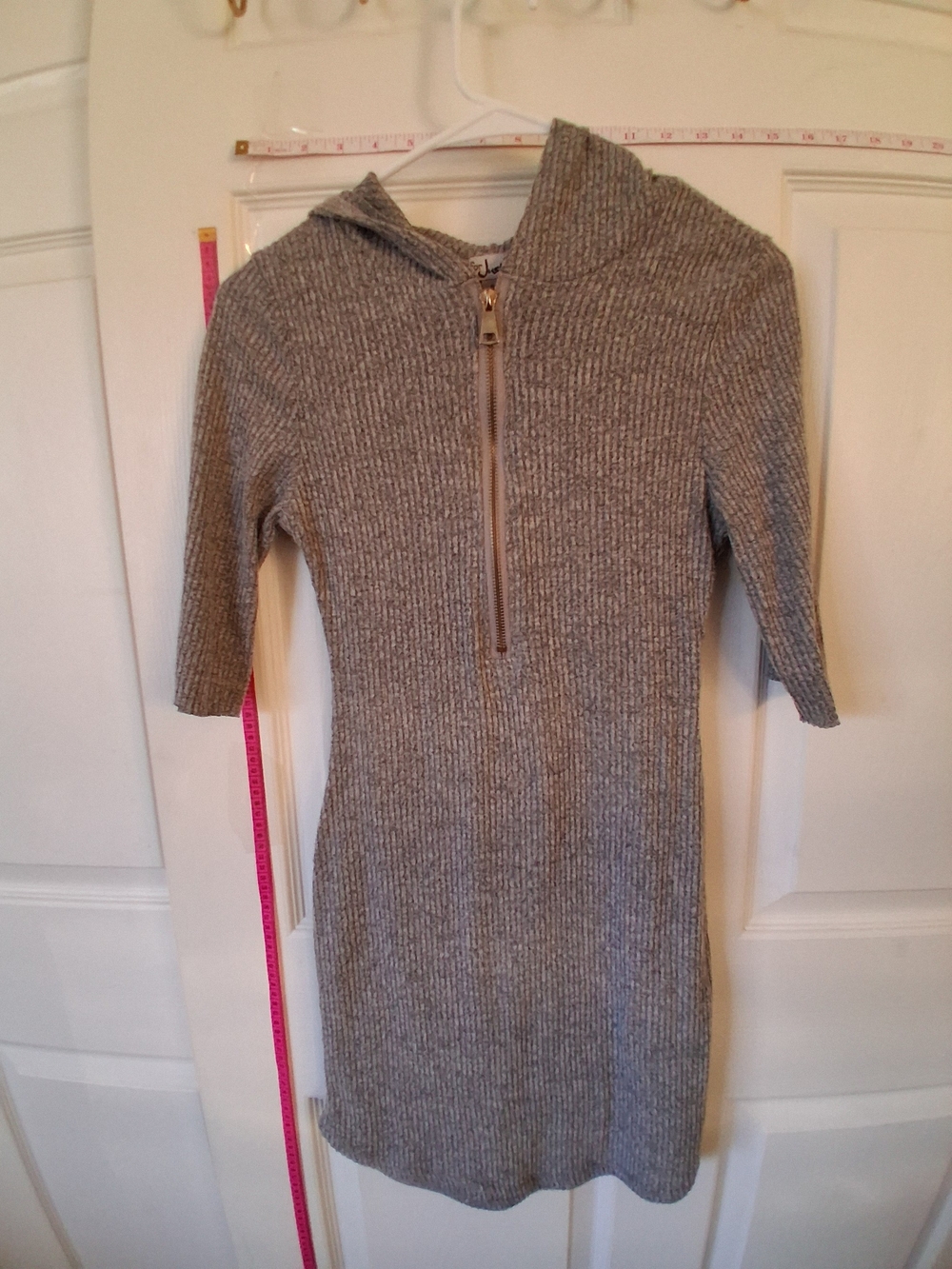 J for Justify Gray Ribbed Half-Zip Cowl Sweater